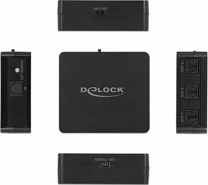 Splitter optik S/PDIF TOSLINK DeLOCK 1x In 3x Out, USB Powered, i zi