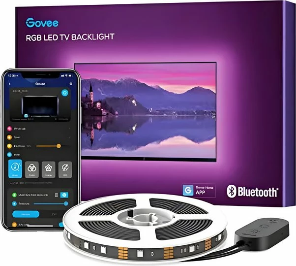 Dritë prapavije LED RGB për TV Govee Backlight 46-60\", 3 m, Bluetooth/USB, set 4 segmente