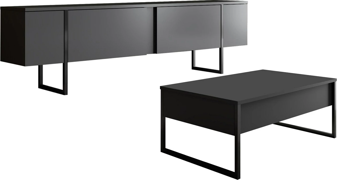 Set mobiljesh për dhomë dite, Luxe, antracit, e zezë