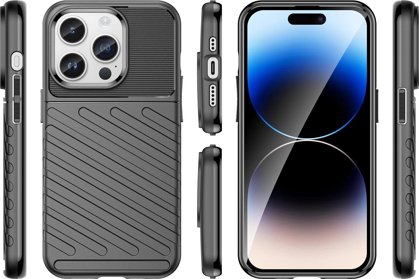 Mbështjellës Hurtel Thunder Case për iPhone 14 Pro, i zi