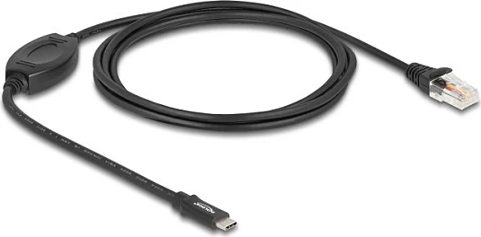 Kabllo adapter USB Type-C në Serial RS-232 RJ45 DeLOCK, 1.8 m, i zi