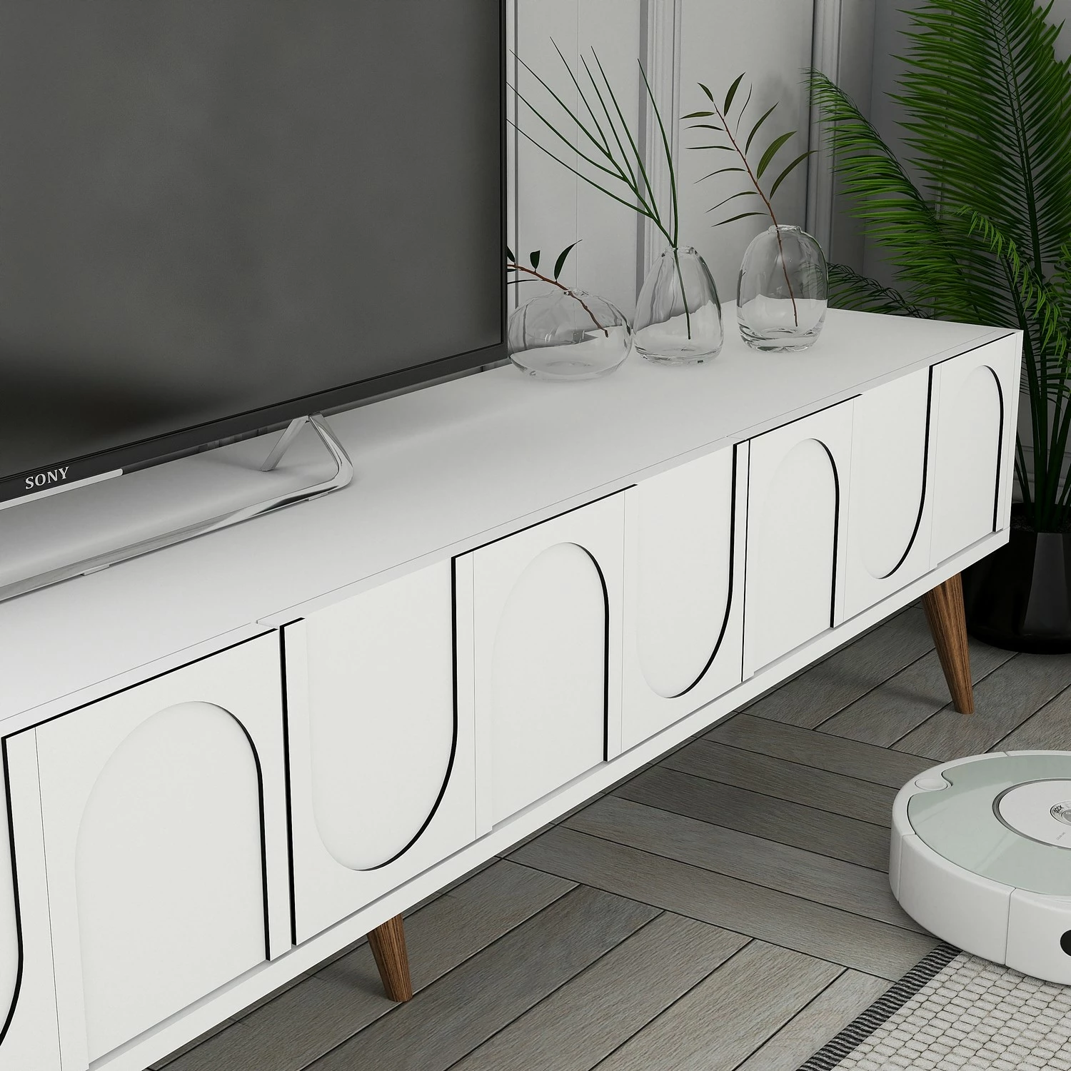 Komodë TV Hanah Home, Lyon 44, e bardhë dhe arre
