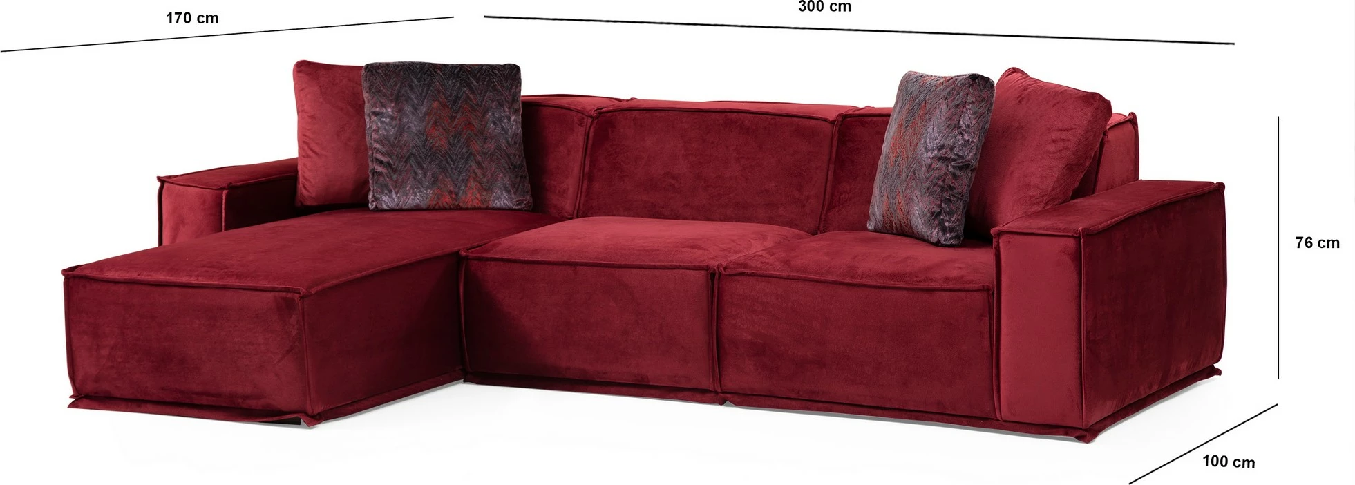 Këndare Atelier del Sofa, Lego Corner 8, ngjyrë burgundy (Chl-O1-1R)