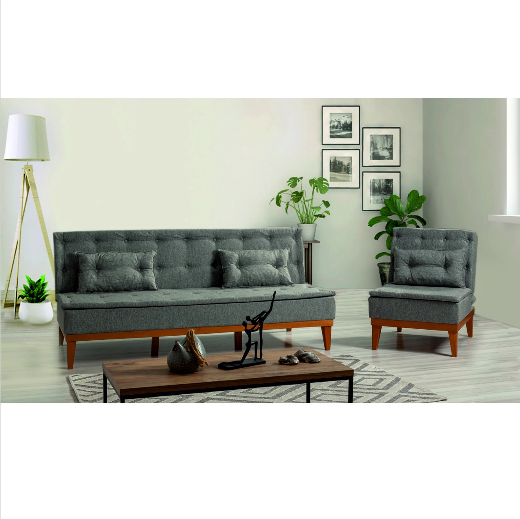 Set divani-krevat Atelier del Sofa, ngjyrë gri e errët, Fuoco-TKM04-94216