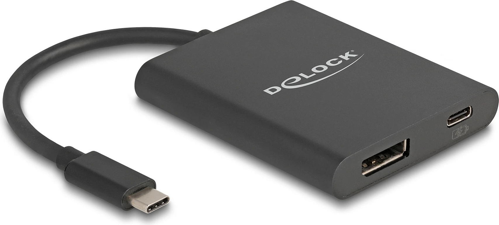 Adapter USB-C në DisplayPort DeLOCK, 8K HDR, PD 60W, 144Hz, i zi