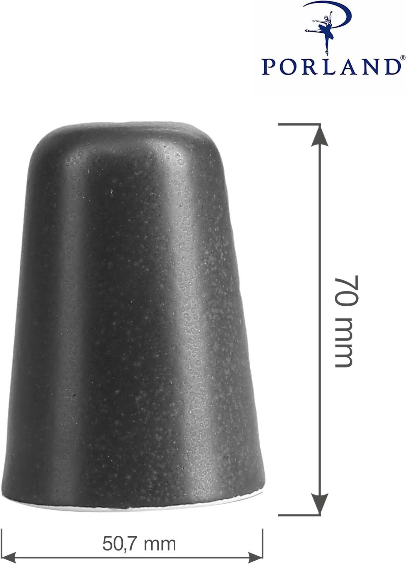 Shaker për piper Porland Seasons Coal, porcelan, rezistent 180°C, i zi (grafit), set 6 copë