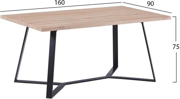 Tavolinë Aldwin FH8551.01 me Sipërfaqe MDF sonama dhe Këmbë Metalike 160x90x75cm
