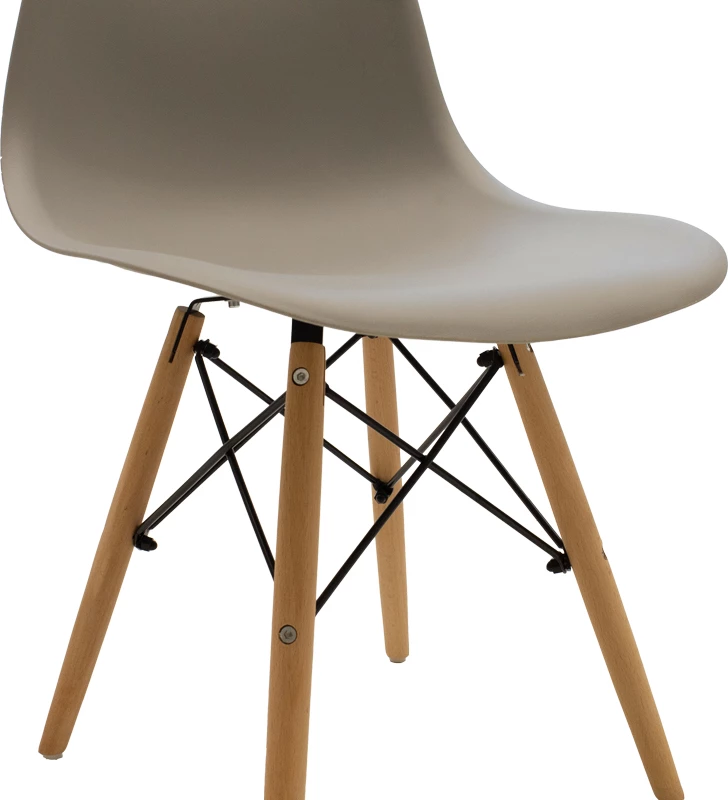 Karrige Julita, PP, ngjyrë kapuçino, këmbë druri natyral, 46x52x80cm, set prej 4 copësh