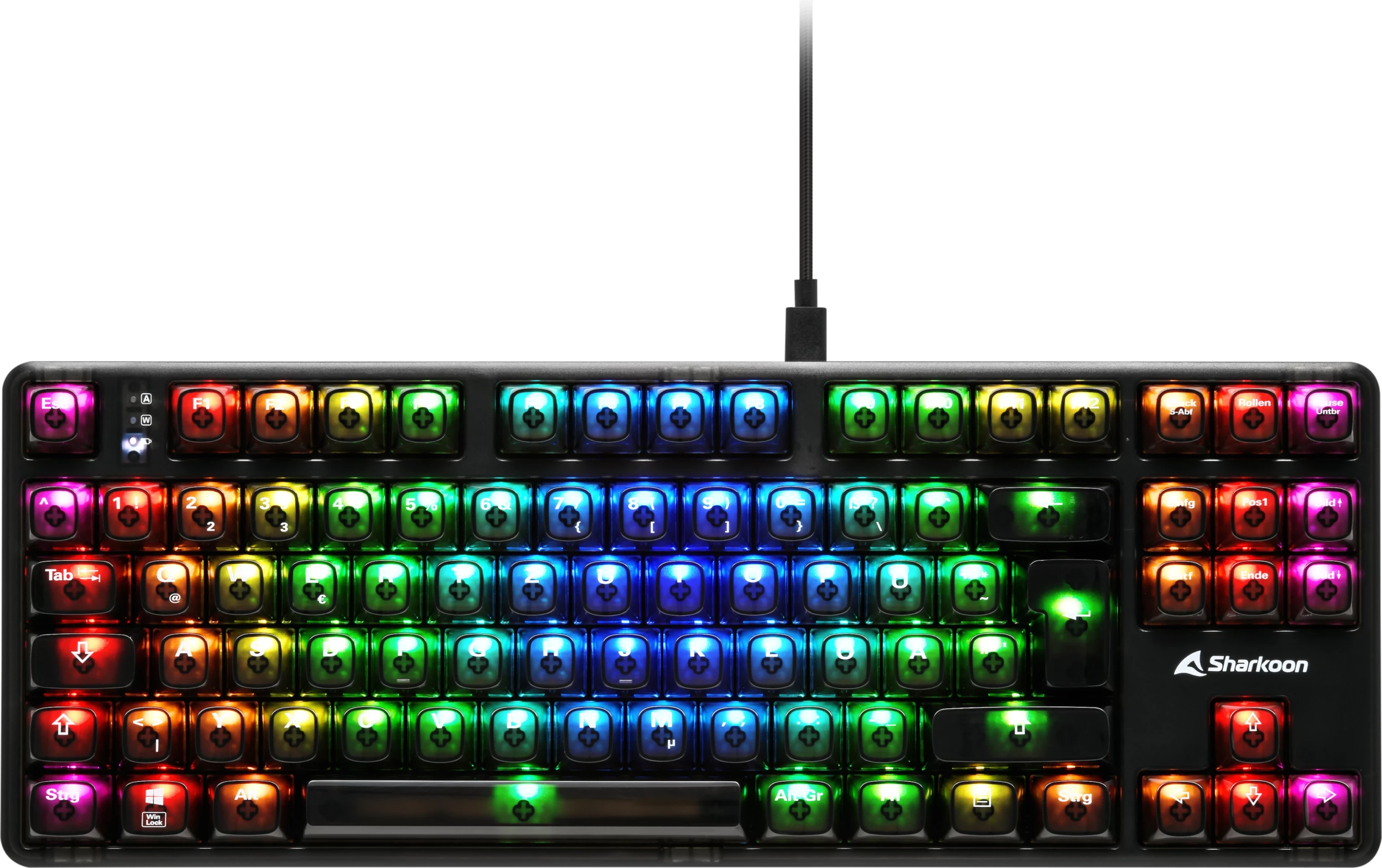 Tastierë gaming Sharkoon Crystal Shark, DE, RGB, e zezë