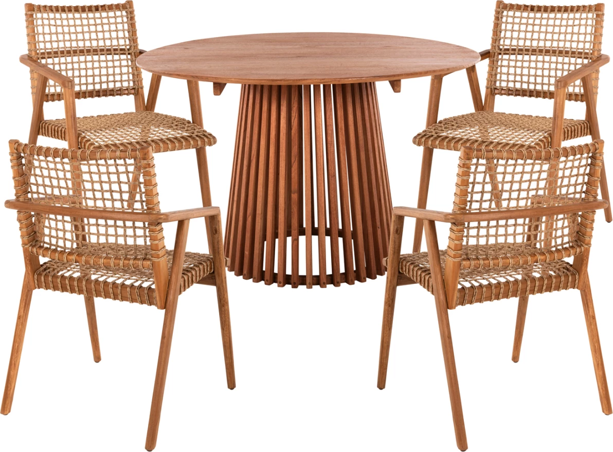 Tavolinë me karrige 5 copë VAYA FH21074.01 tavolinë e rrumbullakët Φ120cm & 4 karrige