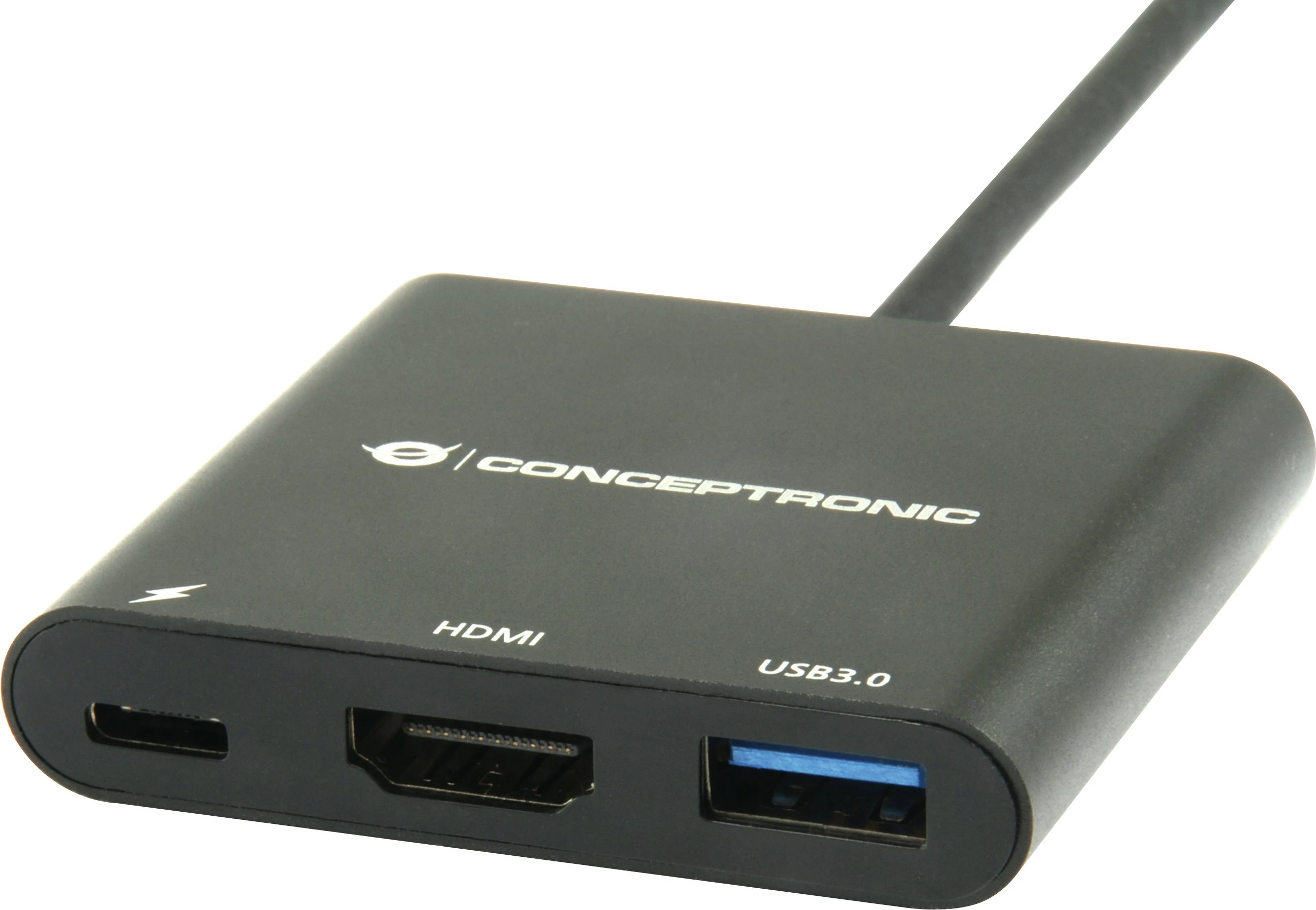 Dock Conceptronic 3-1 USB-C në HDMI/USB-A/60WPD 15cm, zi