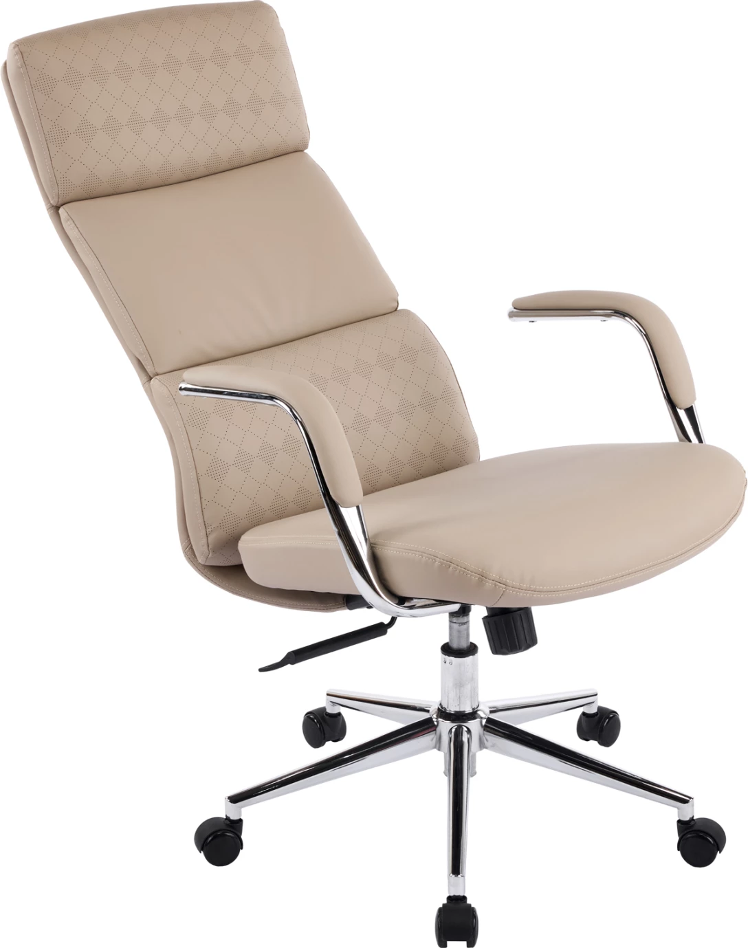 Karrige zyre MEITE FH18353.02, lëkurë sintetike bezhë, bazë kromi, 66x71x127cm