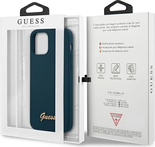 Mbështjellës Guess GUHCP12SLSLMGBL për iPhone 12 mini 5.4", silikon, blu