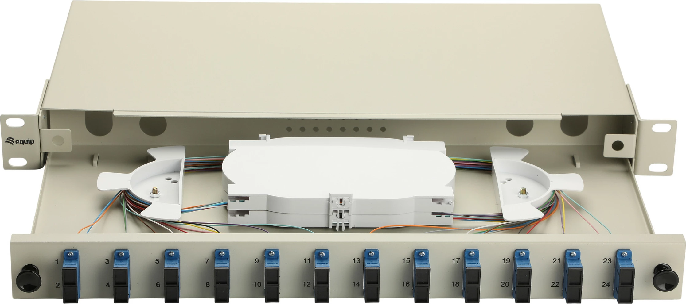 Panel fibër optike EQUIP 337301, 12-port SC Duplex, OS2, 1U Rack, Gri