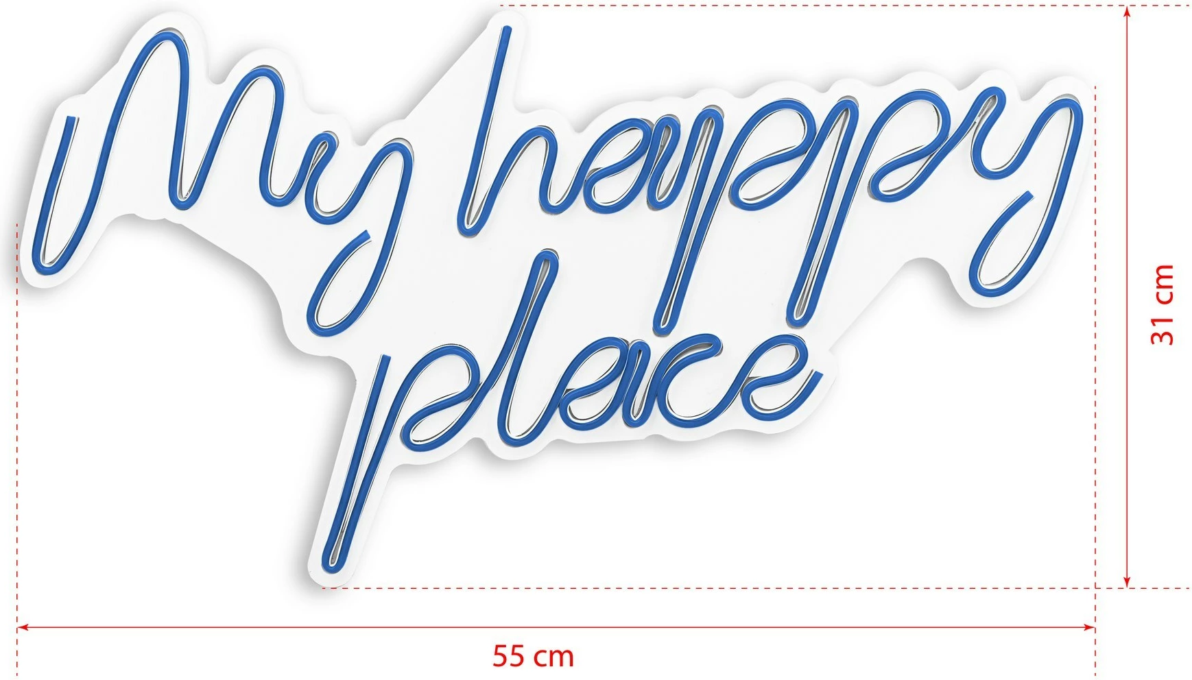 Dekor dritash LED plastike, 'My happy place', ngjyrë e kaltër