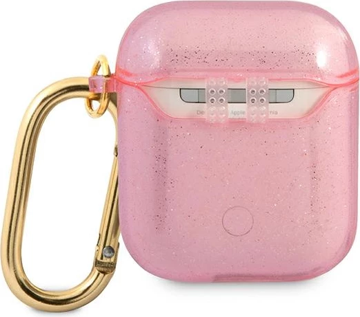 Mbështjellës Guess GUA2UCG4GP për AirPods 1/2, Glitter, Rozë