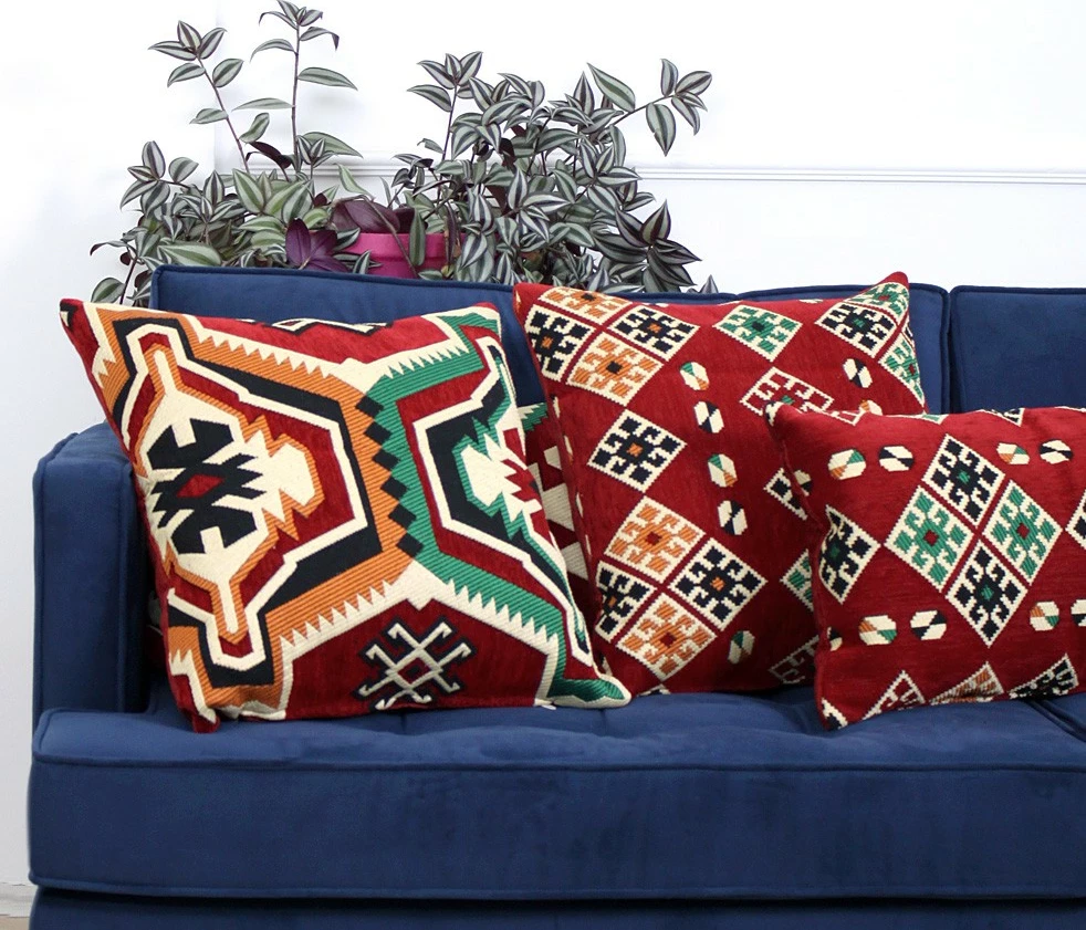 Jastëk dekorativ Esmeli v2, ngjyrë e kuqe, Evila Originals, 50x50cm