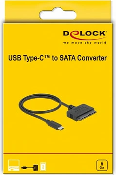 Adapter USB-C në SATA 22-pin DeLOCK, 0.5 m, 6 Gb/s, i zi