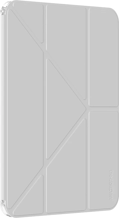 Mbështjellës tabletë, AmazingThing, Minimal Case, për iPad 11" (2025) dhe iPad 10.9" (2022), kapak me qëndrim, shpinë transparente, mbajtëse Apple Pencil, gri e çelët