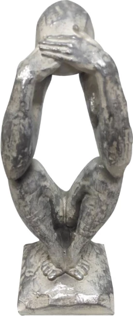 Figurë dekorative moderne, ngjyrë argjendi, 8x7x21cm