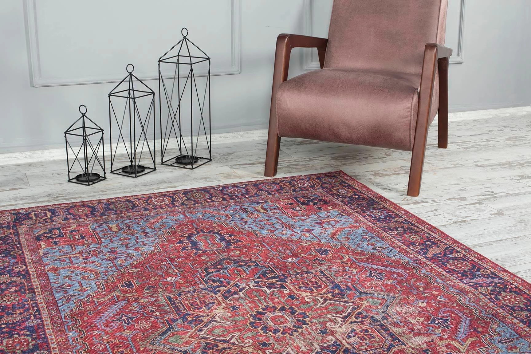 Qilim Conceptum Hypnose, Blues Chenille, ngjyrë e kuqe e thellë, 150x230cm