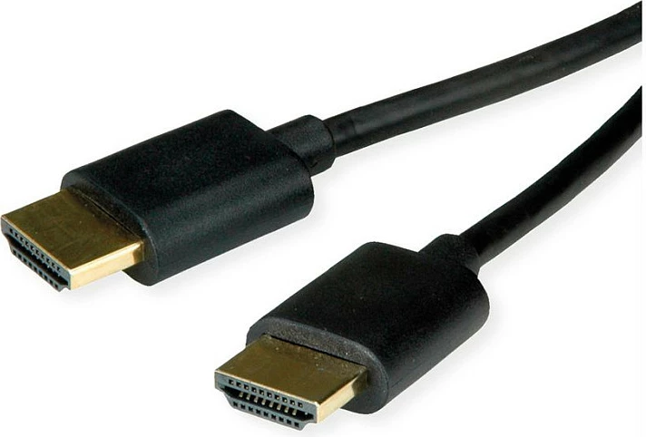 Kabllo HDMI ROLINE High Speed Slim me Ethernet, 1m, 4K/60Hz, HDR, e zezë