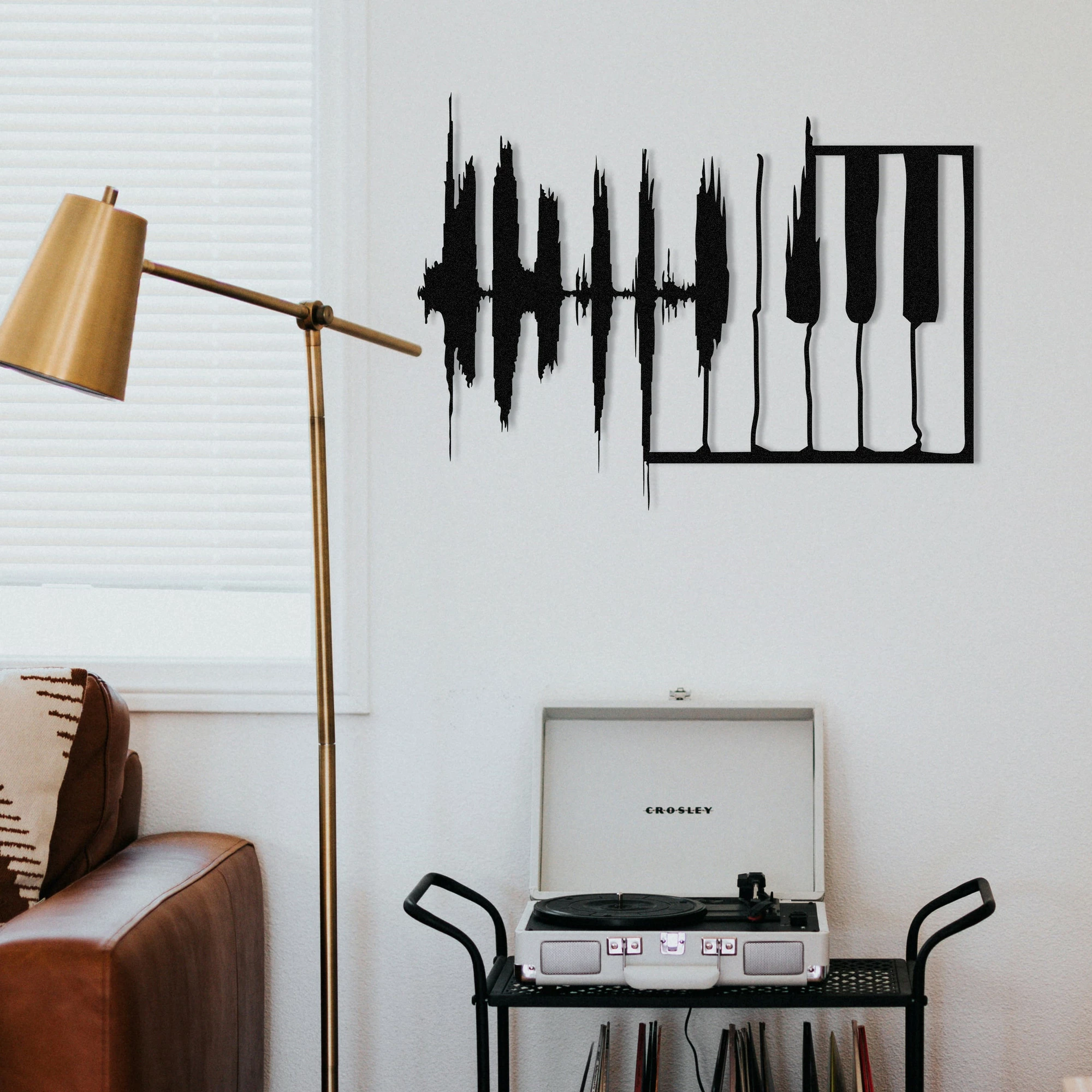 Aksesor dekorativ metalik për mur, Wallity My Music v2, ngjyrë e zezë, 70x53cm