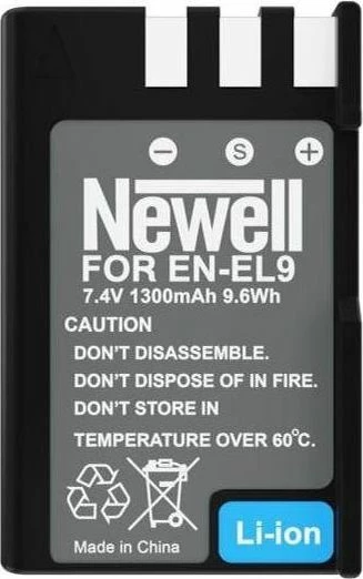Bateri zëvendësuese Newell EN-EL9 1300 mAh 7.4 V Li-ion për Nikon D40/D40x/D60/D3000/D5000