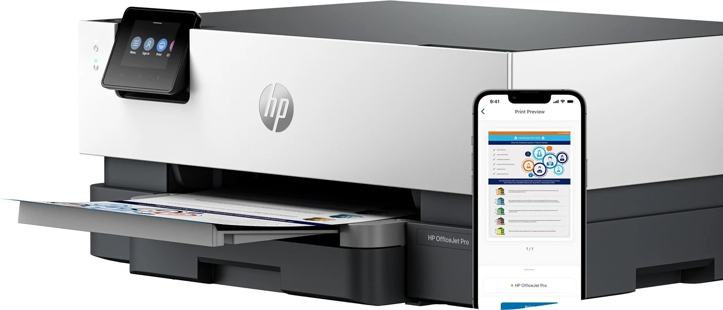 Printer ngjyrash HP OfficeJet Pro 9110b wireless, printim dyanshëm, Gri