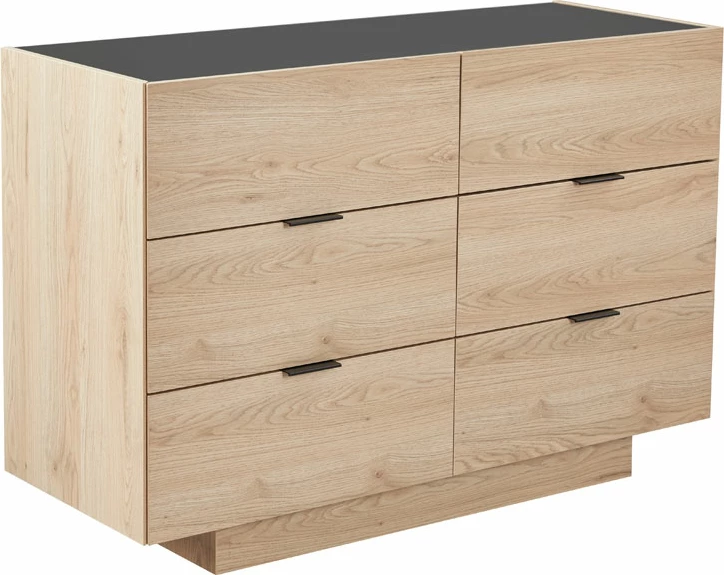 Komodë Cubius me 6 sirtarë, natyrale, 120x45.4x81cm