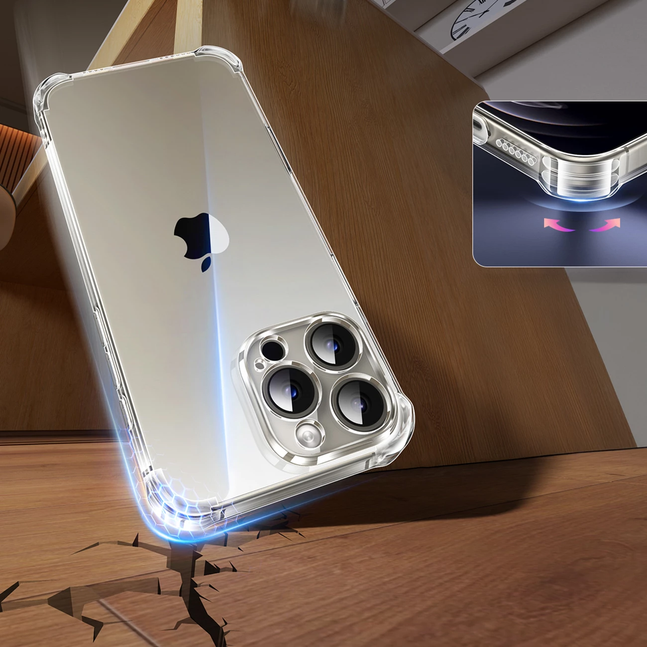 Mbështjellës Ugreen Bright Cushion CA101 për iPhone 16 Pro, transparent