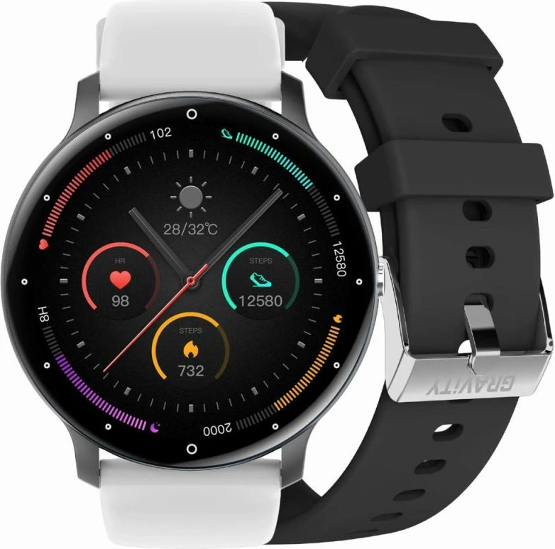Smartwatch Gravity për të gjithë, zi/bardhë