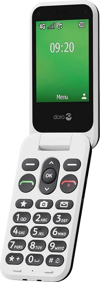 Celular Doro Leva E22, me kapak, 2.8", Single SIM, 1150 mAh, zi/bardhë
