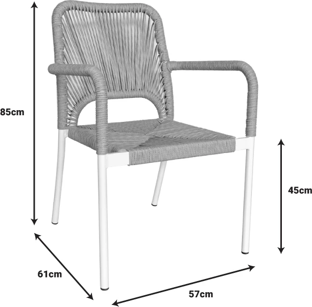 Tavolinë me karrige Kliton-Norture, 7 pjesë,, alumin, ngjyrë e bardhë, 150x80x74cm