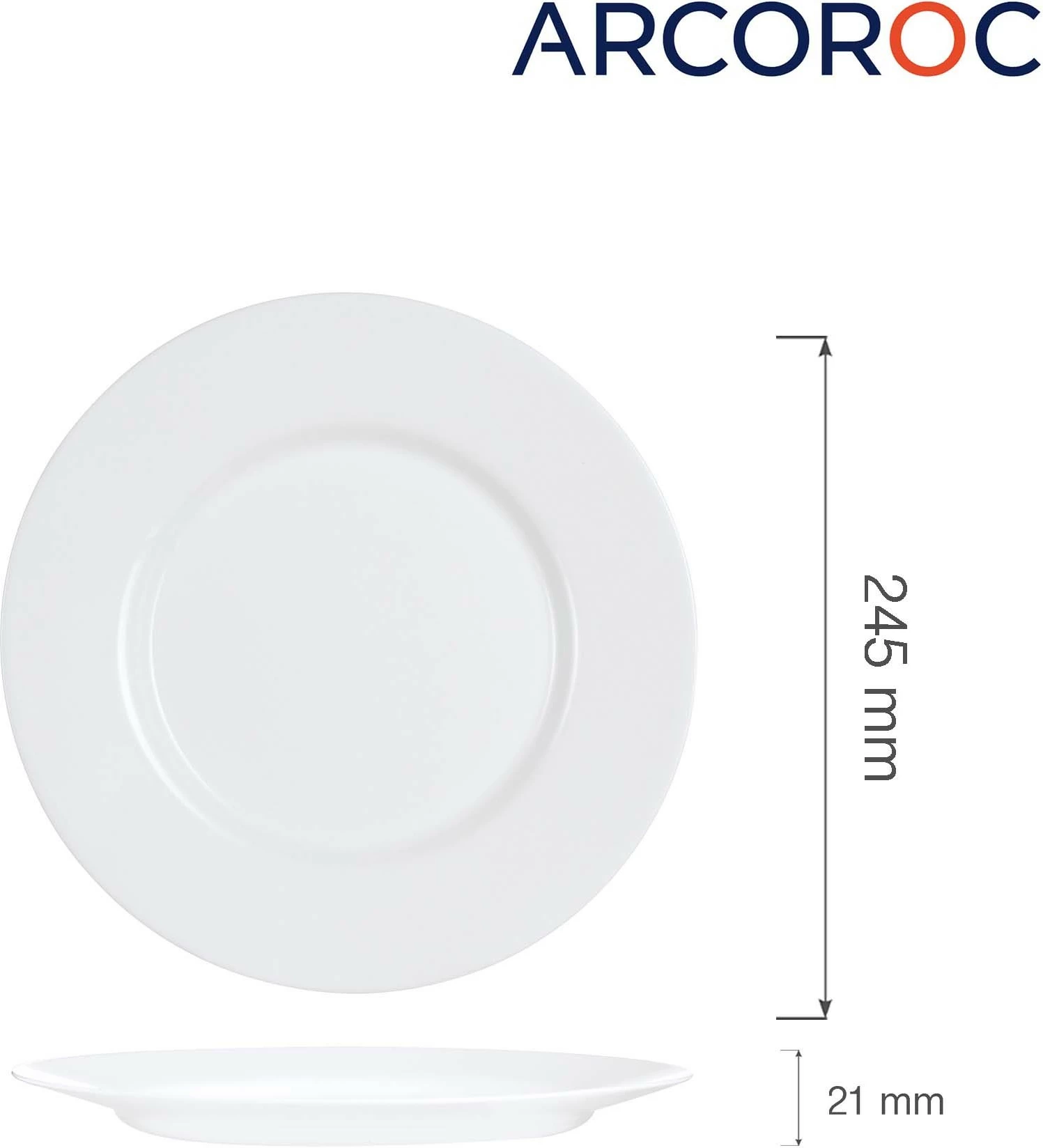 Pjatë e sheshtë Arcoroc Everyday 245 mm Opal, e bardhë, set 6 copë