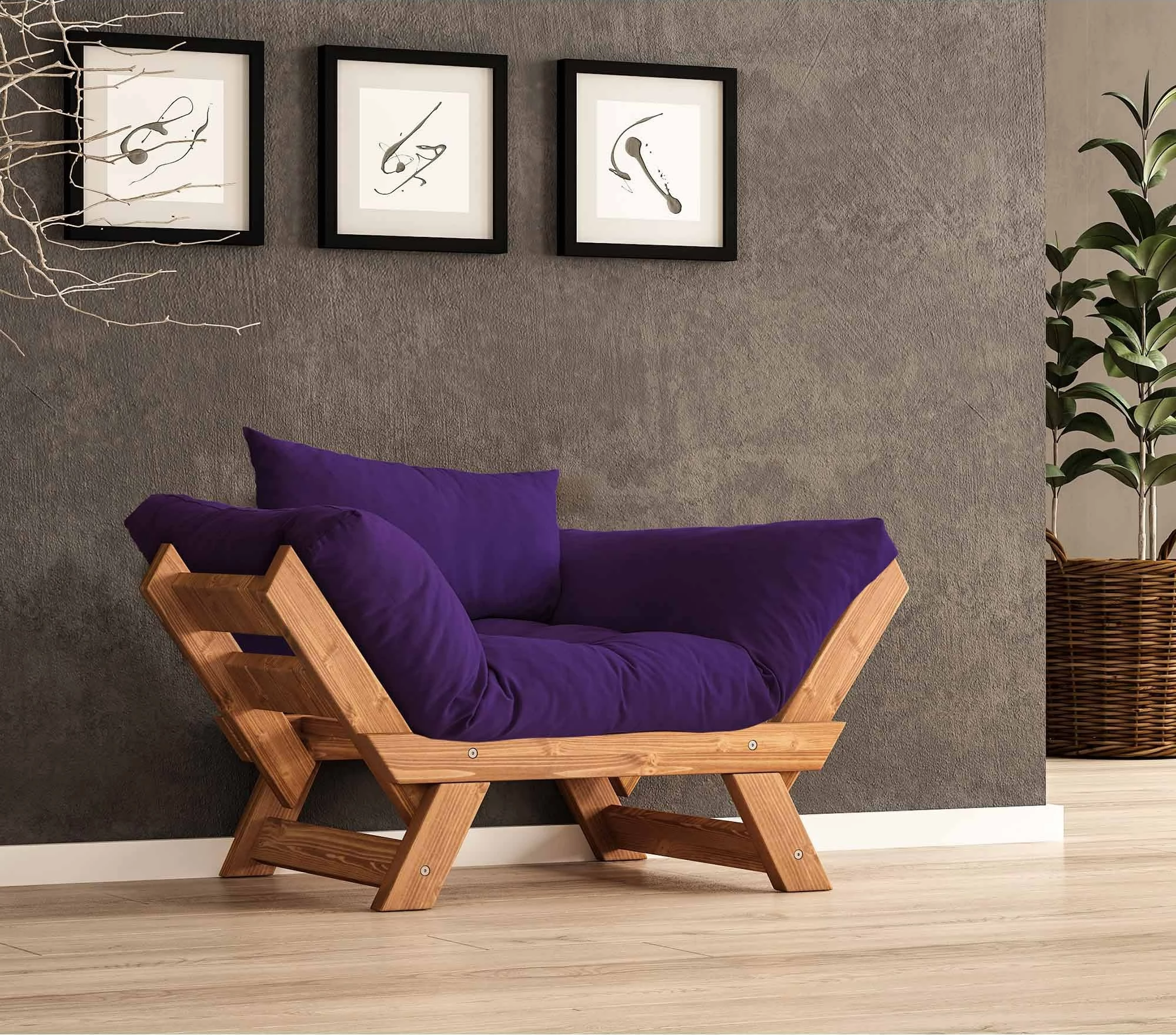 Karrige një vend për kopsht, ngjyrë teak dhe e purpurt, Skye Decor, CPT8157-140