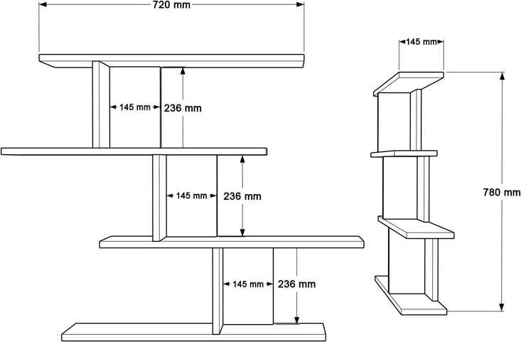 Raft muri Zaka, dizajn modern, ngjyrë natyrale-antracit, 98.7x14.5x78cm