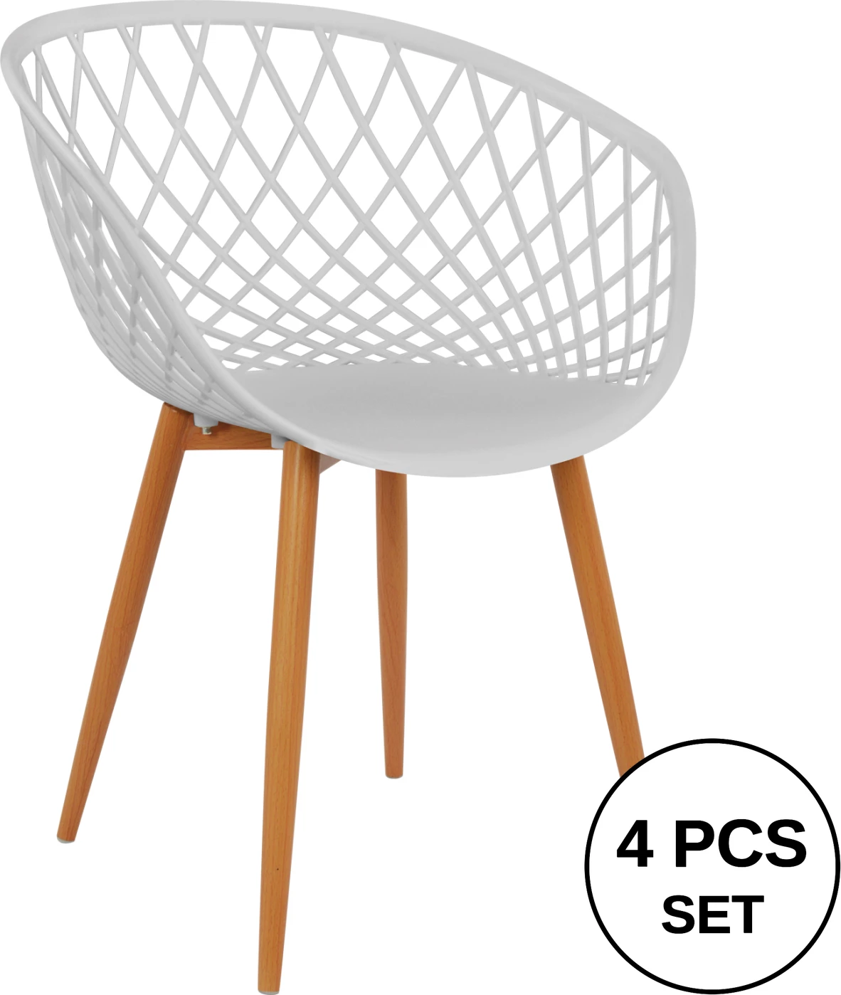 Karrige me krahë polipropileni e bardhë Ariadne FH8001.01 62,5x56x80cm, set prej 4 copë