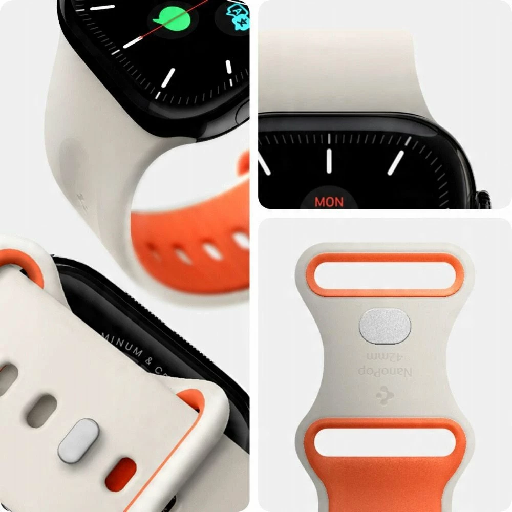 Rrip silikoni Spigen Nano Pop për Apple Watch 6/7/8/9/10/SE 40/41/42mm, bezhë/portokalli