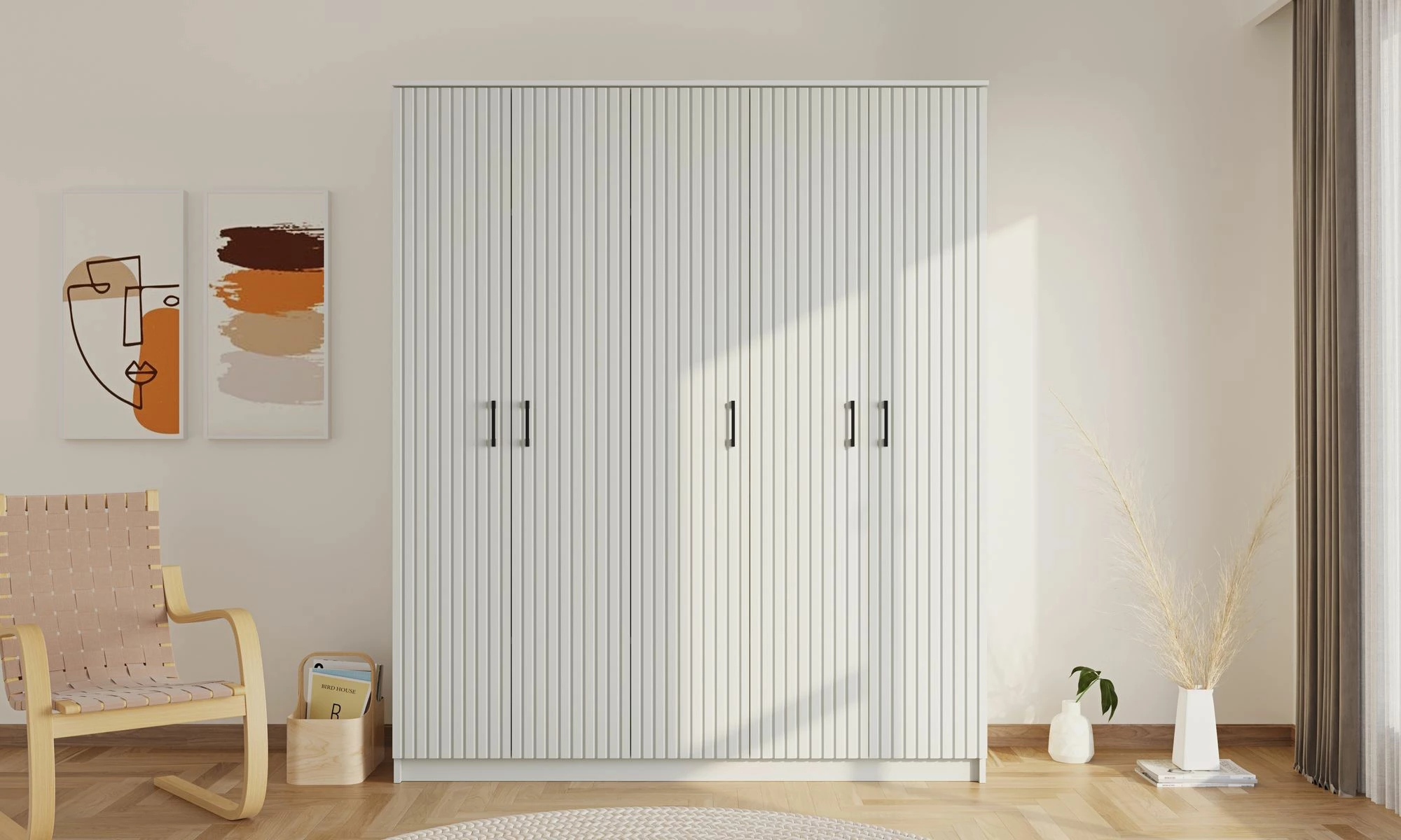 Dollap garderobe Skye Decor, ngjyrë e bardhë matte, RB-185-04