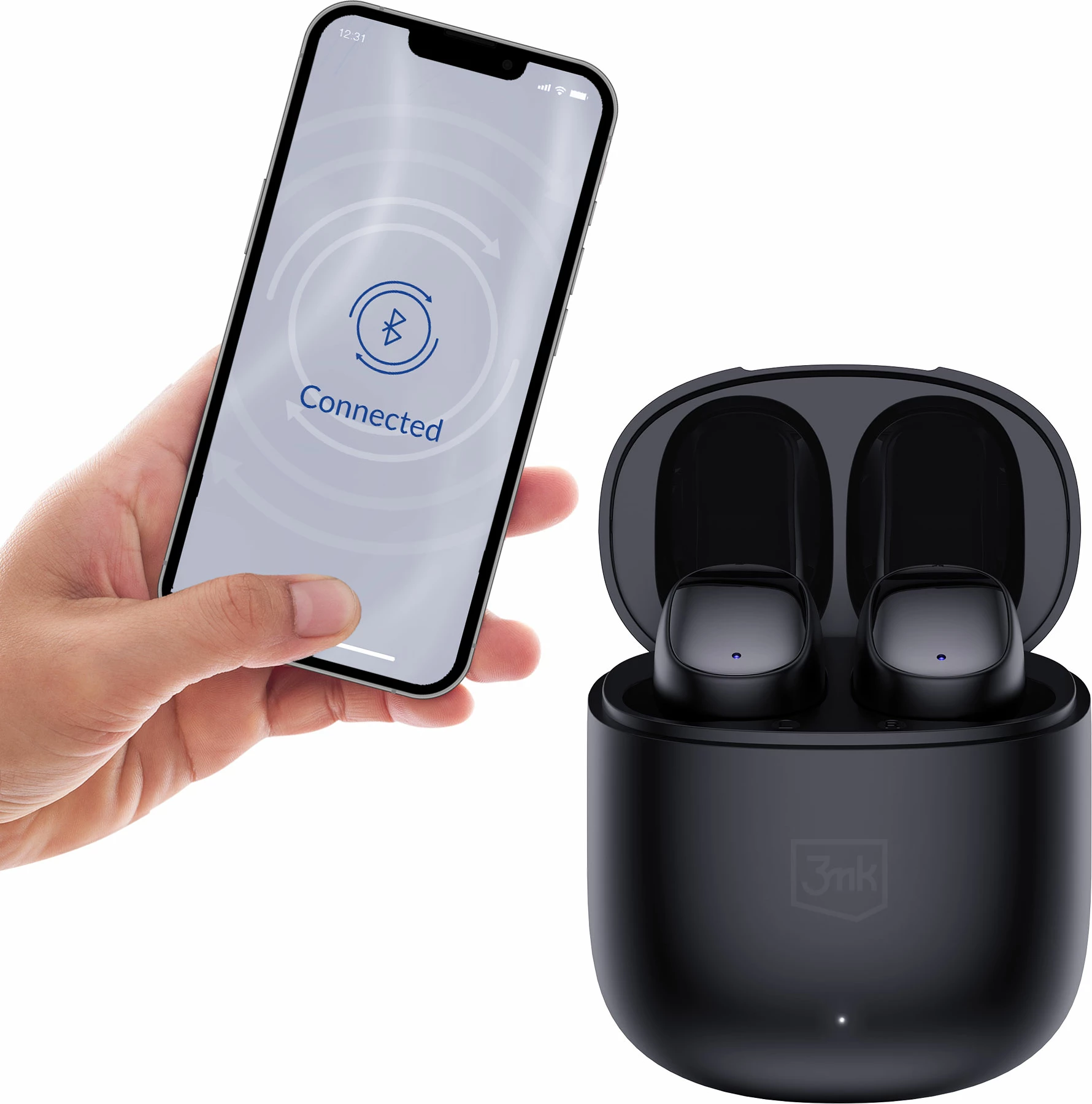 Kufje wireless 3mk FlowBuds, Bluetooth 5.3, të zeza