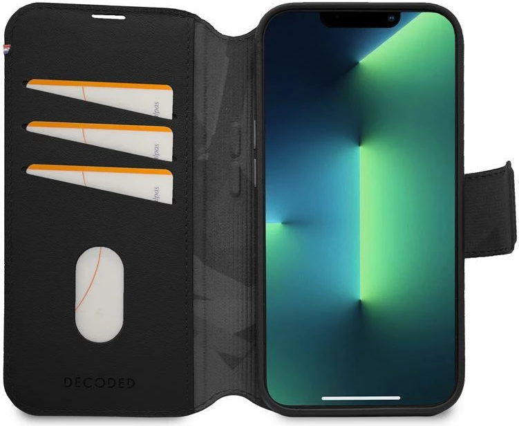 Mbështjellës Decoded Detachable Wallet prej lëkure me MagSafe për iPhone 14 Pro, e zezë