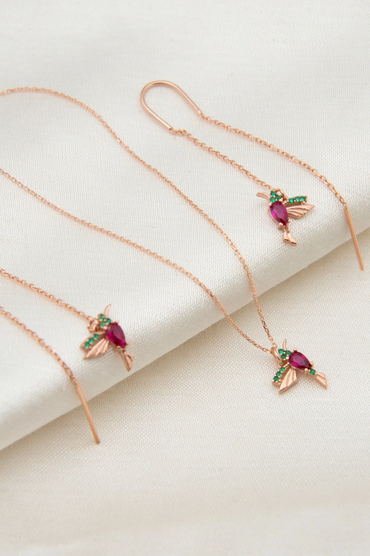 Set varëse dhe vathë argjendi, ngjyrë roze, Elika, ELKSLVR7538