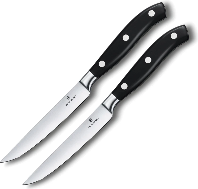 Thika për biftek Victorinox, e zezë e drejtë, set dy pjesë