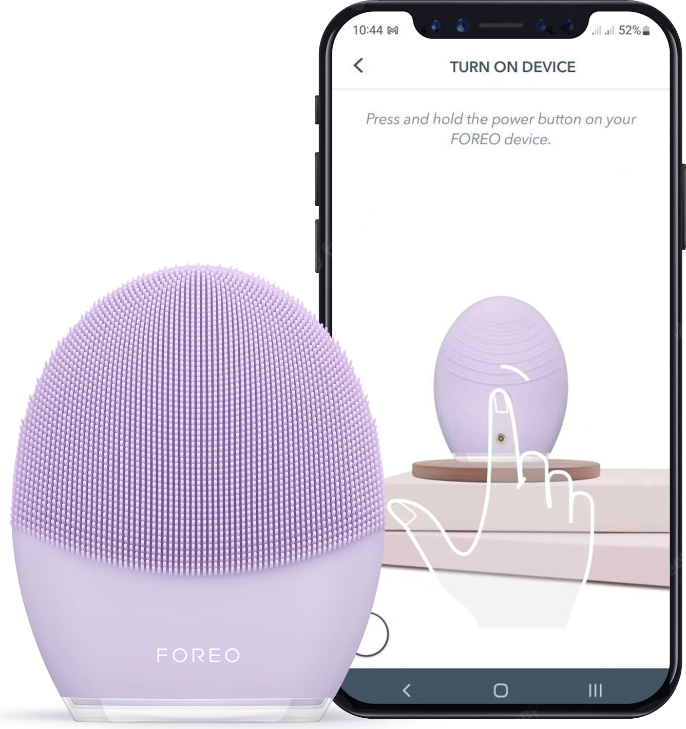 Pajisje elektrike pastrimi fytyre Foreo LUNA 3, për lëkurë të ndjeshme, waterproof, vjollcë, set me karikues USB + travel case