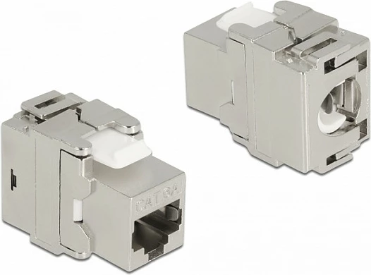 Modul Keystone DeLOCK RJ45 në LSA Cat6A 180° toolfree, metal, 2 copë, inox