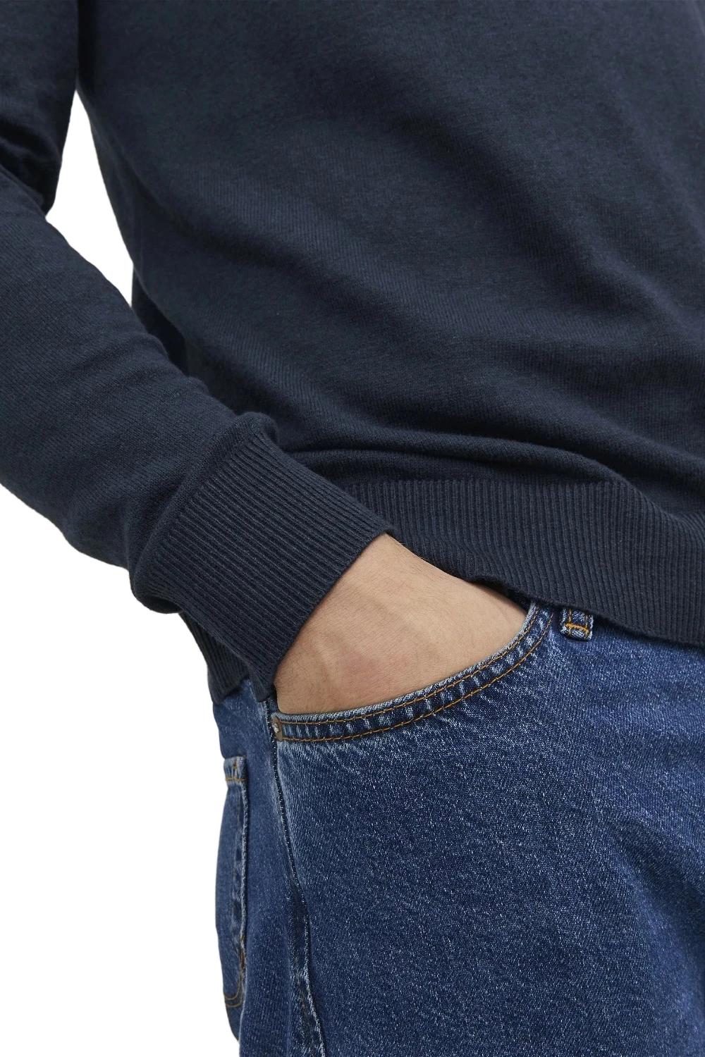 Xhemper për meshkuj Jack & Jones JJEEMIL Knit Roll Neck STS 12157417, blu [Madhësia: M]
