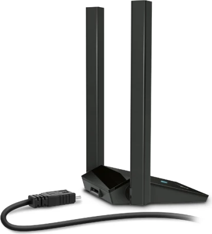 Adapter Wi‑Fi USB TP-LINK Archer TX20U Plus AX1800 Wi‑Fi 6, dual-band, dy antena high-gain, e zezë, me kabllo USB 3.0 1m