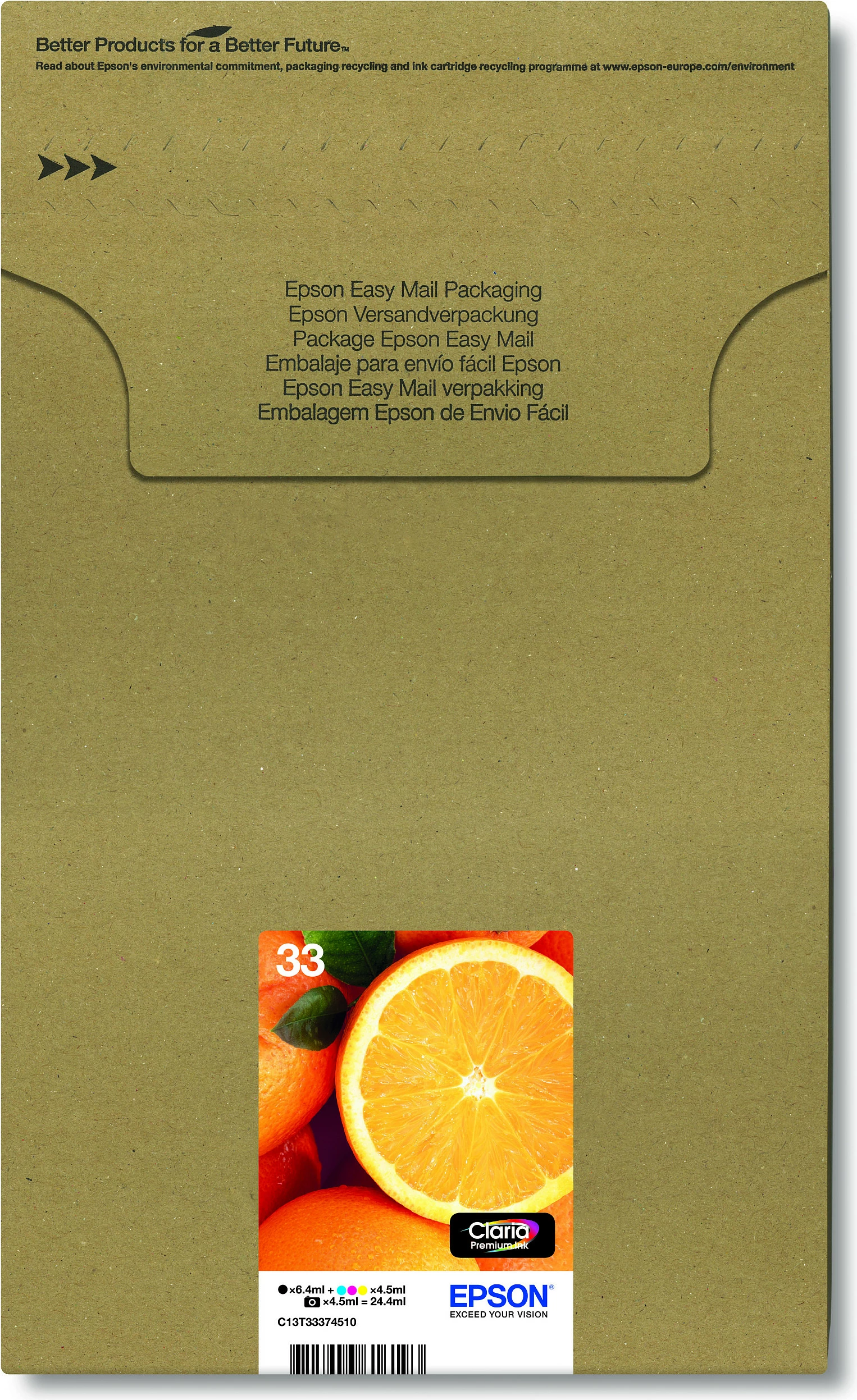 Katridha boje Epson 33 Orange Claria Premium Ink, Multipack 5 copë, C13T33374510