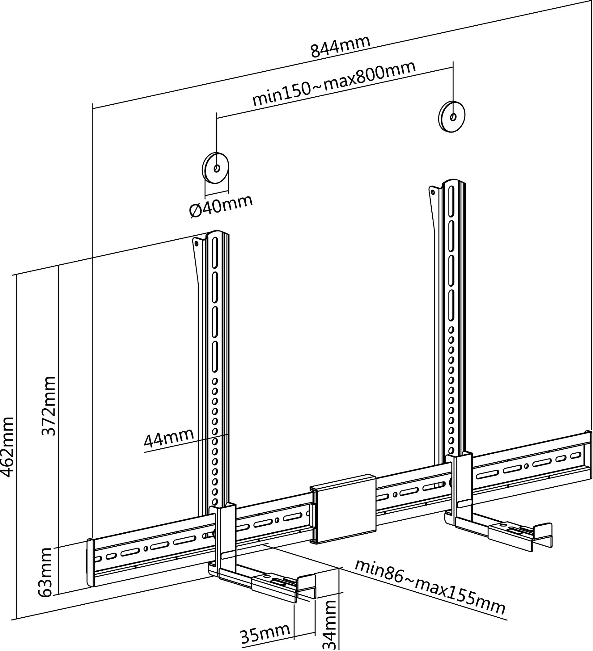 Mbajtëse muri për Soundbar EQUIP, VESA 800x400, max 15 kg, e zezë